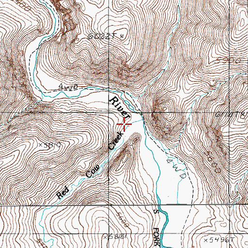 Topographic Map of Red Cow Creek, NV