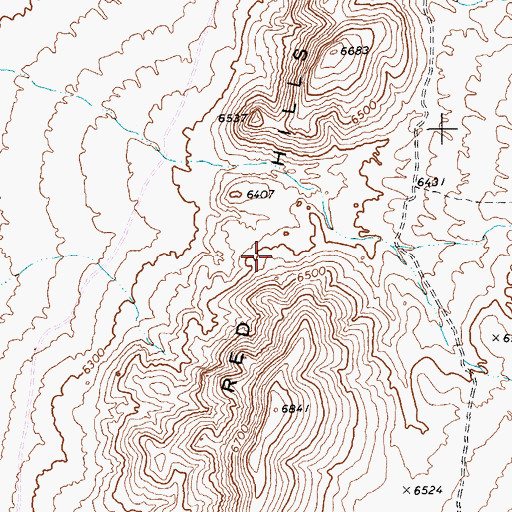 Topographic Map of Red Hills, NV