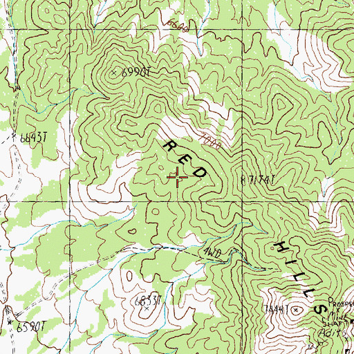 Topographic Map of Red Hills, NV