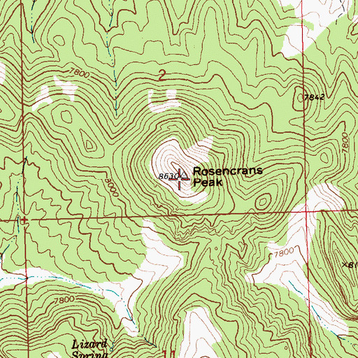 Topographic Map of Rosencrans Peak, NV