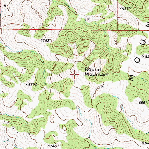 Topographic Map of Round Mountain, NV