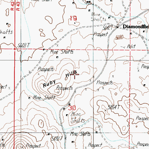 Topographic Map of Ruby Hills, NV