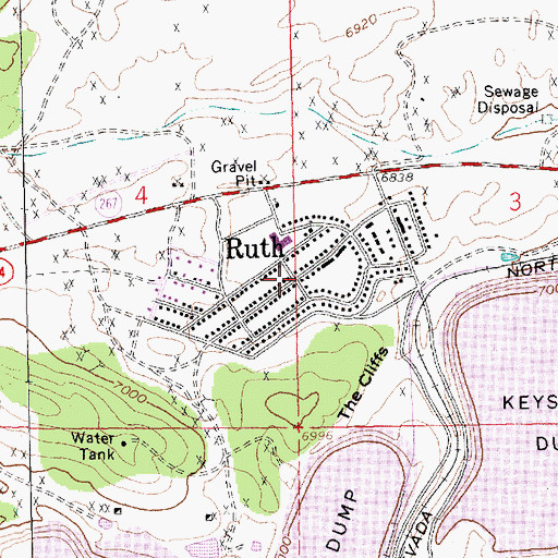 Topographic Map of Ruth, NV