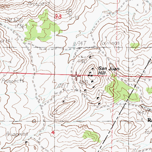 Topographic Map of San Juan Hill, NV