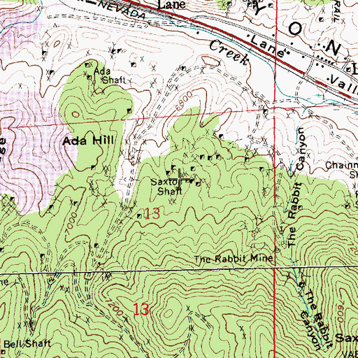 Topographic Map of Saxton Shaft, NV