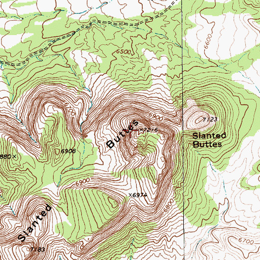 Topographic Map of Slanted Buttes, NV