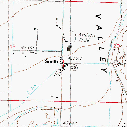 Topographic Map of Smith, NV