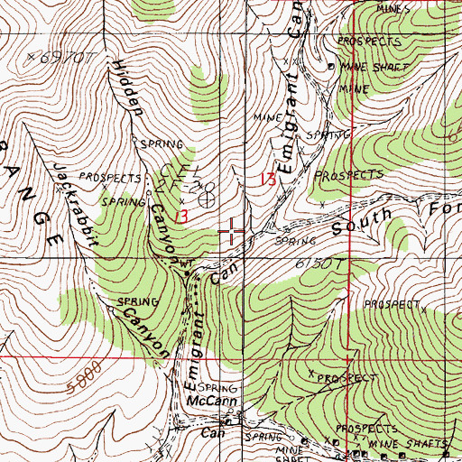 Topographic Map of South Fork Emigrant Canyon, NV