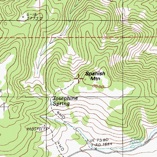 Topographic Map of Spanish Mountain, NV