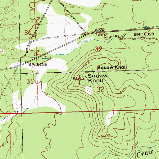 Topographic Map of Squaw Knoll, NV