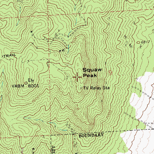Topographic Map of Squaw Peak, NV