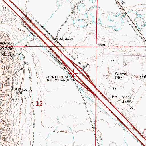 Topographic Map of Stonehouse Interchange, NV