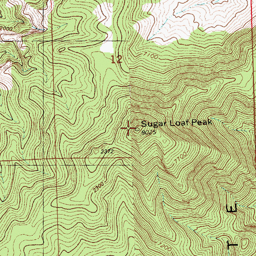 Topographic Map of Sugar Loaf Peak, NV