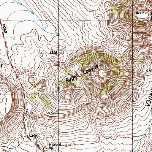 Topographic Map of Sugar Loaves, NV