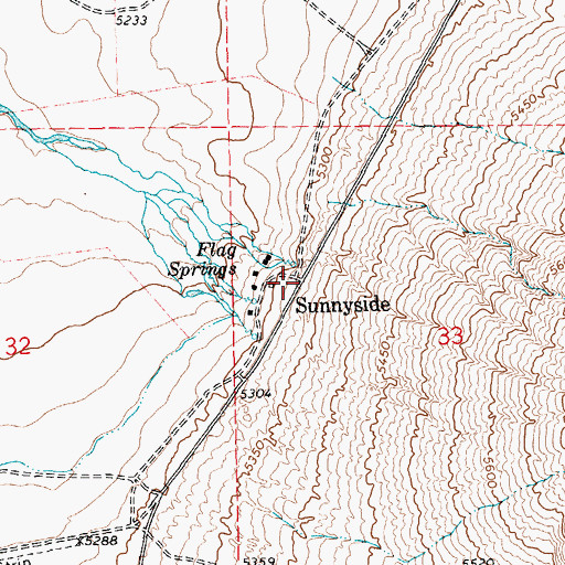 Topographic Map of Sunnyside, NV