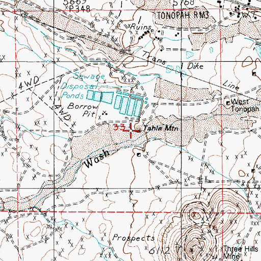 Topographic Map of Table Mountain, NV