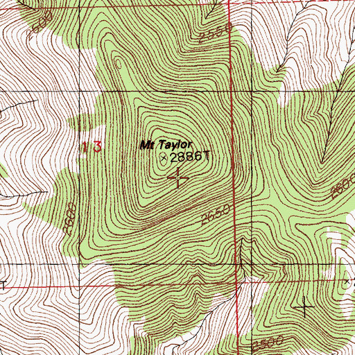 Topographic Map of Mount Taylor, NV