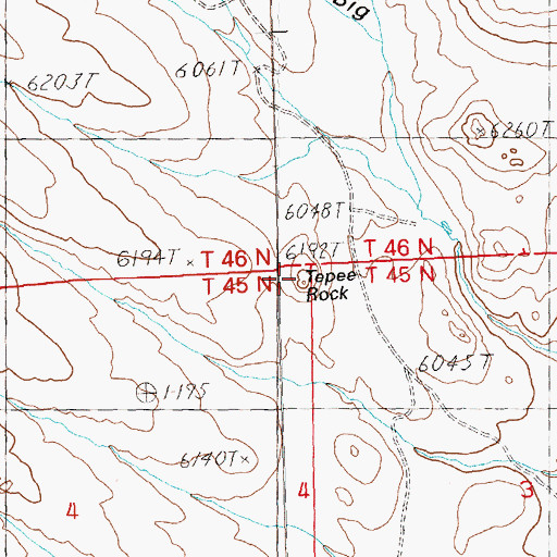 Topographic Map of Tepee Rock, NV