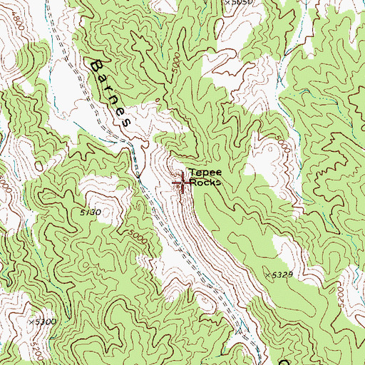 Topographic Map of Tepee Rocks, NV