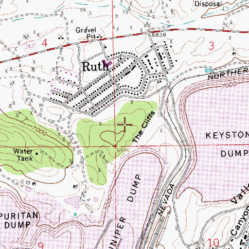 Topographic Map of The Cliffs, NV