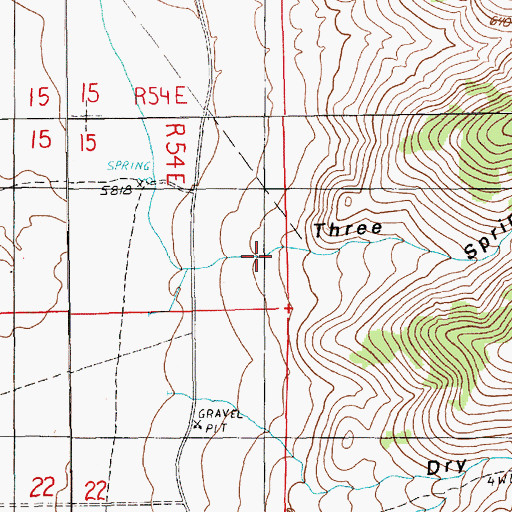 Topographic Map of Three Springs Canyon, NV
