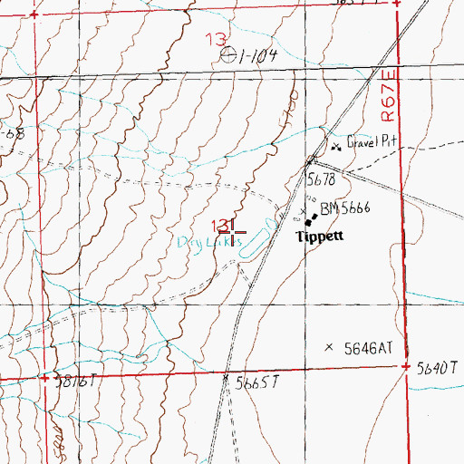 Topographic Map of Tippett, NV