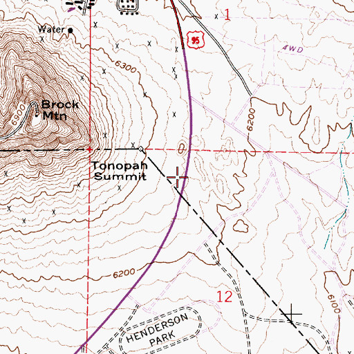 Topographic Map of Tonopah Summit, NV