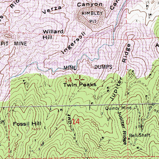 Topographic Map of Twin Peaks, NV