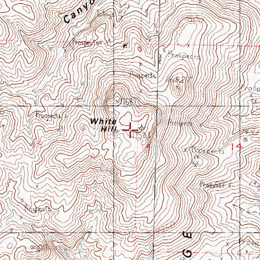 Topographic Map of White Hill, NV