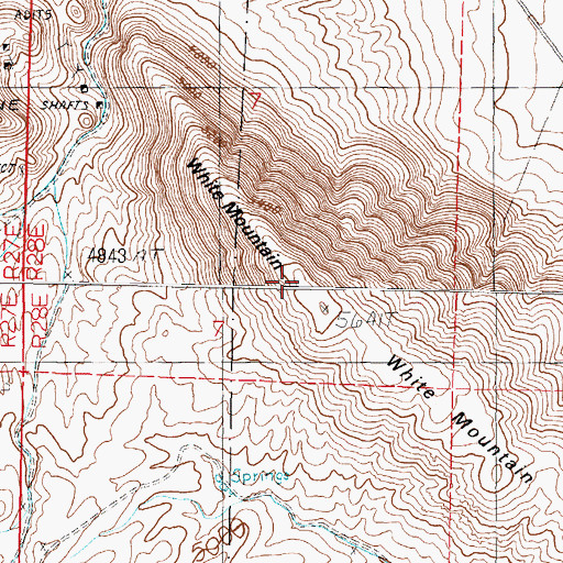 Topographic Map of White Mountain, NV