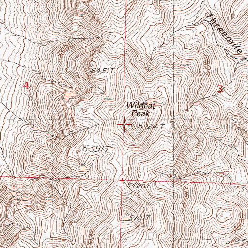 Topographic Map of Wildcat Peak, NV