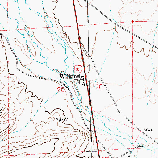 Topographic Map of Wilkins, NV