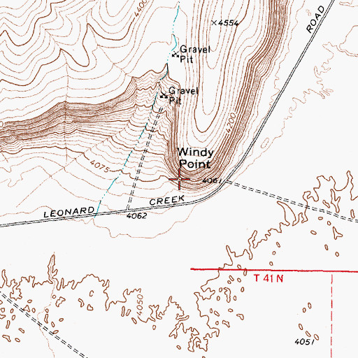 Topographic Map of Windy Point, NV