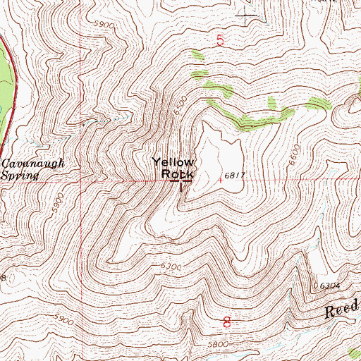 Topographic Map of Yellow Rock, NV