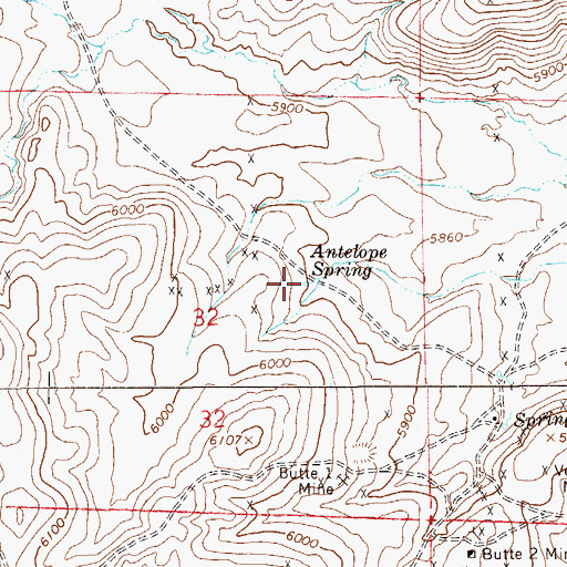 Topographic Map of Antelope Spring, NV