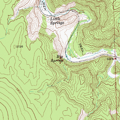 Topographic Map of Big Spring, NV