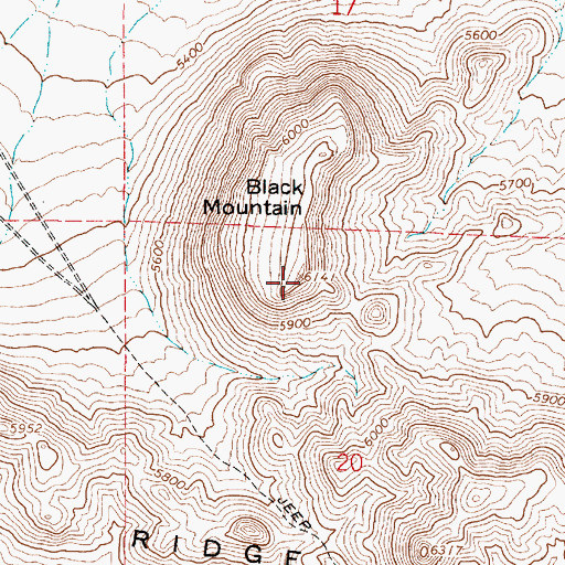 Topographic Map of Black Mountain, NV