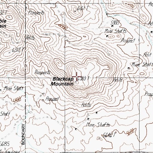 Topographic Map of Blackcap Mountain, NV