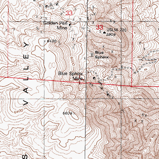Topographic Map of Blue Sphinx, NV