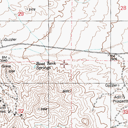Topographic Map of Boat Tank Springs, NV