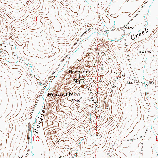 Topographic Map of Bootstrap Mine, NV