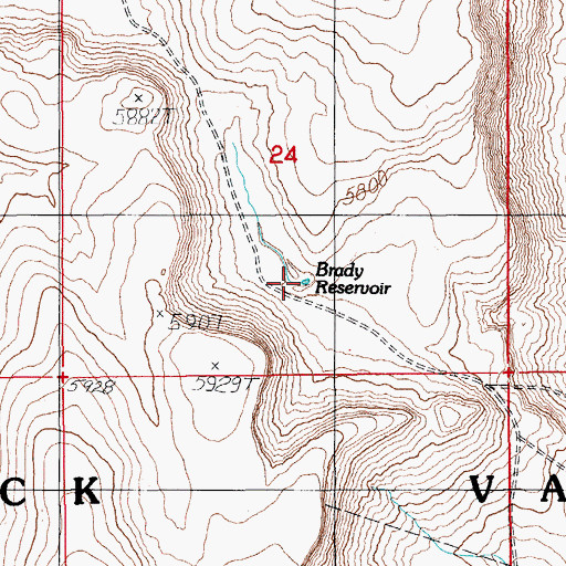 Topographic Map of Brady Reservoir, NV