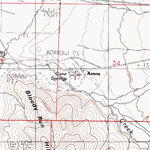 Topographic Map of Cane Springs, NV