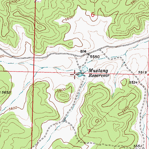 Topographic Map of Mustang Reservoir, AZ