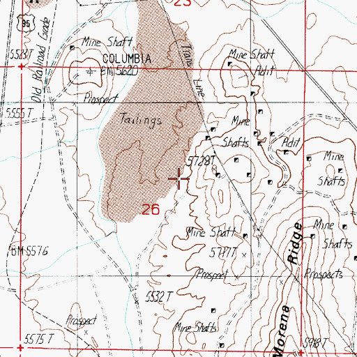 Topographic Map of Columbia Mill, NV