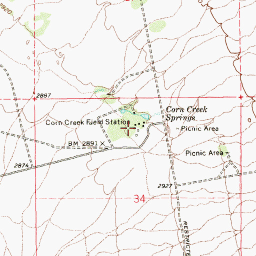 Topographic Map of Corn Creek Field Station, NV