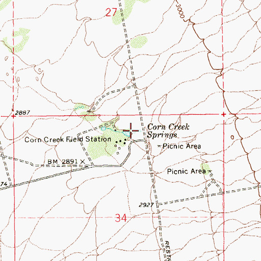 Topographic Map of Corn Creek Springs, NV