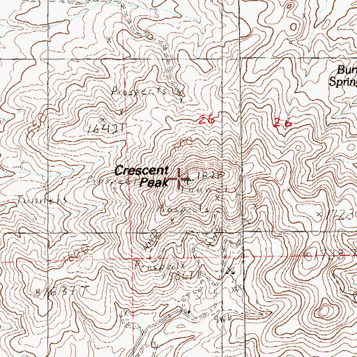 Topographic Map of Crescent Peak, NV