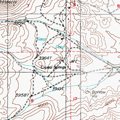 Topographic Map of Crystal Springs, NV
