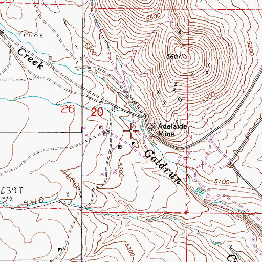 Topographic Map of Cumberland Creek, NV
